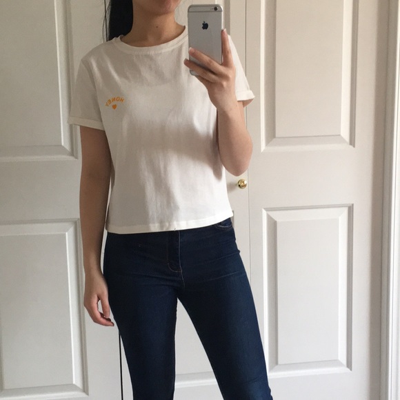 HONEY 💛 - White “Honey” Casual Graphic Tee T-Shirt - Picture 3 of 6